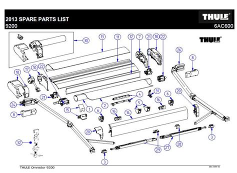 Make sure to tighten the knobs. . Dometic 9200 power awning parts diagram